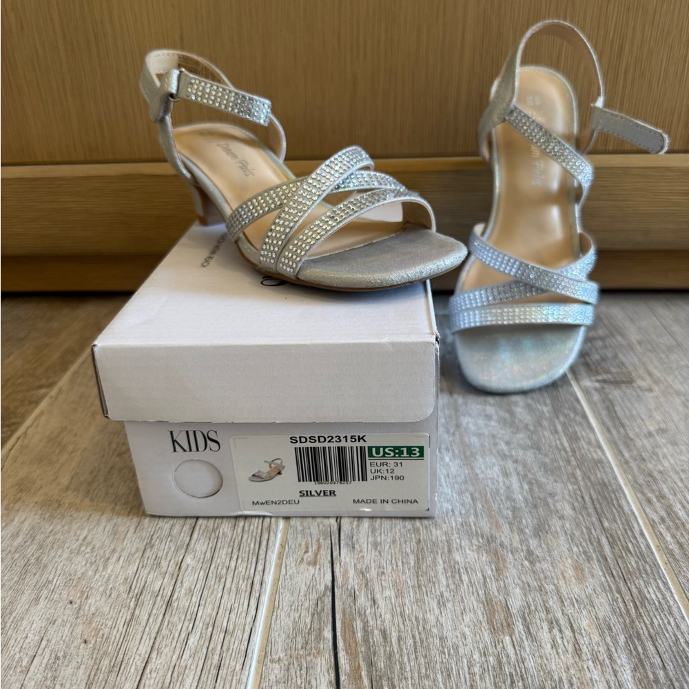Silver Strappy Heels for Kids